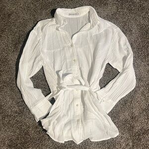 Abercrombie & Fitch White Gauze Button Down Shirt Coverup